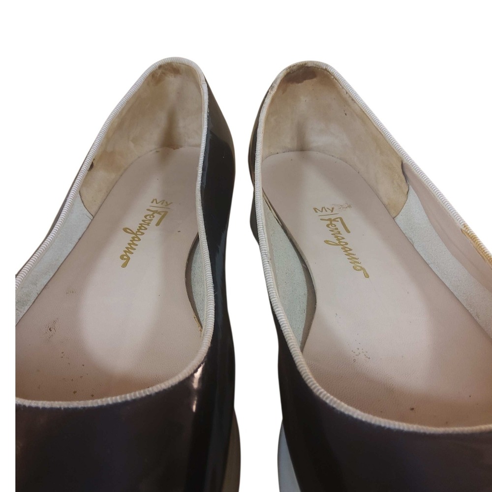Ferragamo Salvatore Ferragamo Black Patent Platform Ballet Flats Womens 10 B - Picture 5 of 16